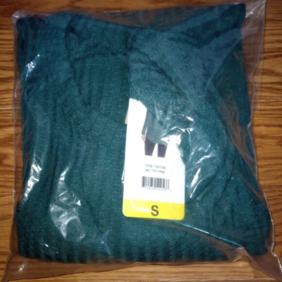 Chaser Thermal Waffle Knit Top Teal Women’s Small NWT Long Sleeve Button Cuffs - Picture 2 of 3
